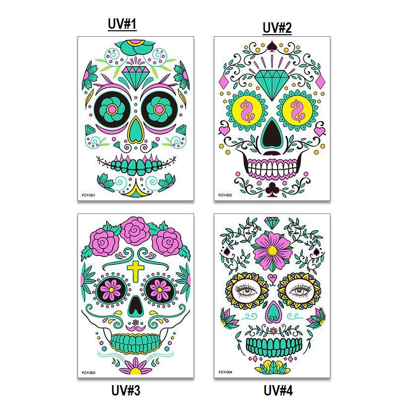 DISFRAZ CATRINA TATUAJE TEMPORAL UV - Diesño: UV1